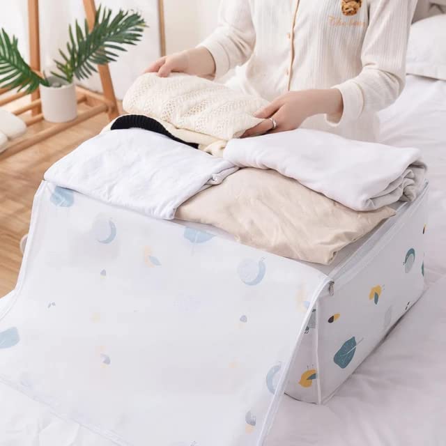 CLEGERZ Blanket Storage Bag UnderBed Quilt Clothes Storage Bag with Washable Waterproof Fordable Printed Cover Wardrobe Closet organizer 1 Bag - Image 3