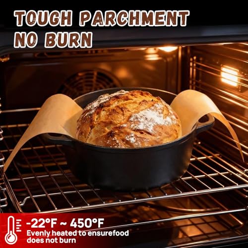 PLAPITATE Parchment Bread Sling for Dutch Oven, Non-Stick Unbleached Bread Baking Mat, 50 Pcs Disposable Bread Sling for Sourdough Tools ＆ Accessories (Round) - Image 5