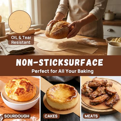 PLAPITATE Parchment Bread Sling for Dutch Oven, Non-Stick Unbleached Bread Baking Mat, 50 Pcs Disposable Bread Sling for Sourdough Tools ＆ Accessories (Round) - Image 4
