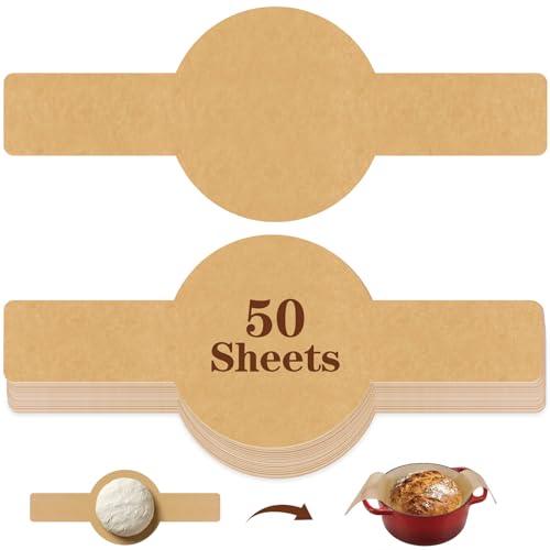 PLAPITATE Parchment Bread Sling for Dutch Oven, Non-Stick Unbleached Bread Baking Mat, 50 Pcs Disposable Bread Sling for Sourdough Tools ＆ Accessories (Round) - Image 1