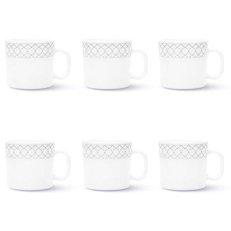 Crocera LaOpala Pearl Gray Coffee Mug Tea Cup Set of 6 PcsVelvett Collection180ml Super WhiteMicrowave Safe Opalglass - Image 3