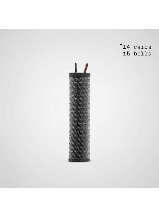 The Frenchie Co. Speed Wallet | Ultra Slim Front Pocket Wallet for Men & Women | RFID Blocking Quick-Access Card Holder with Pull Tab | Carbon Fiber with Full-Grain Italian Leather Minimalist Design | Holds up to 14 Cards & Cash (Black-Tan) - Image 3