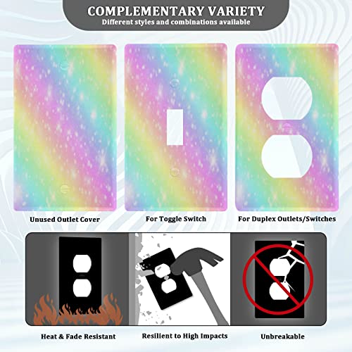 Eionryn Unicorn Galaxy Rainbow Pastel Toggle Switch Wall Plate Bright Candy Sky Switch Cover Electrical Outlet Covers 1 Gang Home Decor H4.53 xL2.76 inch - Image 4