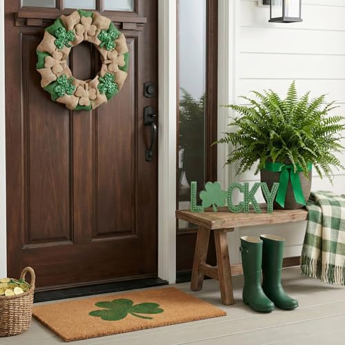 TRENDIN Lucky Sign, Wooden Saint Patricks Day Decorations, St Patrick's Day Decor for Table, Mantel, Shelf, Cubicle, St Patty's Decorations for Home, Office, Beaded Irish Shamrock Clover Decor - Image 5