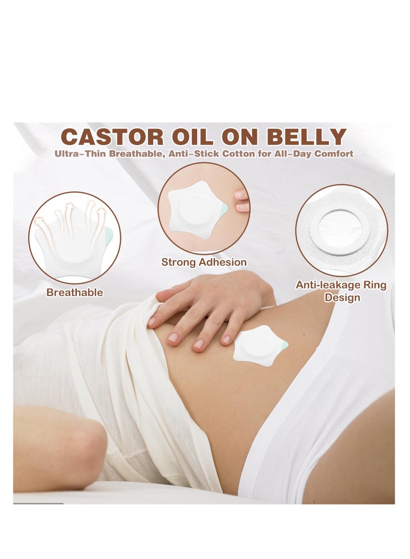 20 Pcs Disposable Castor Oil Pack Wraps for Belly Button, Self-Adhesive Spunlace Cloth Castor Oil Patches, Water and Oil Proof Compress Pads, White Castor Oil Wraps. - Image 4