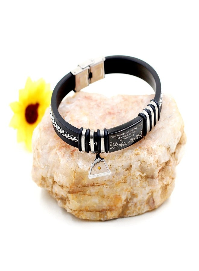 Uloveido Stainless Steel Mustard Seed and Mountain religious Bracelet Engraving Faith Small AS A Mustard Seed Can Move Mountains Matthew 17:20 - Image 3