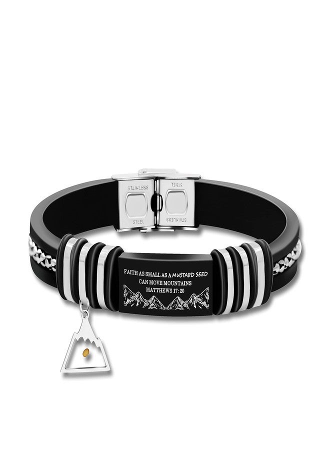 Uloveido Stainless Steel Mustard Seed and Mountain religious Bracelet Engraving Faith Small AS A Mustard Seed Can Move Mountains Matthew 17:20 - Image 1