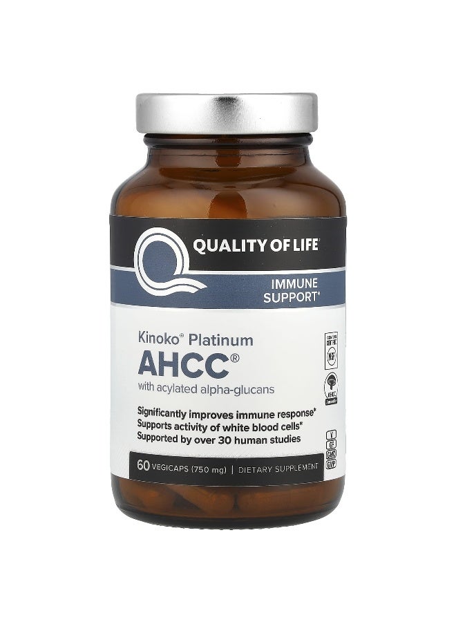 Quality of Life Quality of Life, Kinoko® Platinum AHCC® with Acylated Alpha-Glucans, 60 Vegicaps 