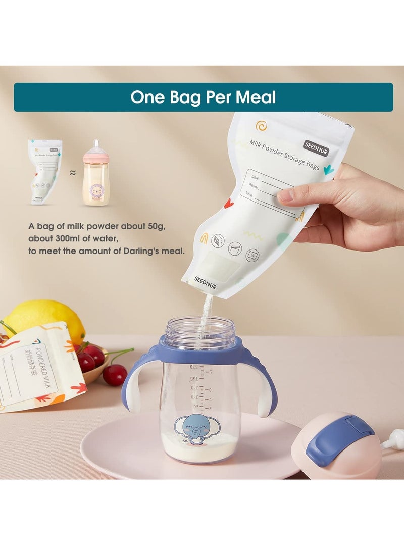 SOLARAE Baby Formula Storage Bag for Travel Milk Powder Dispenser Portable Infant Feeding Food Pouches Breastmilk Storage Bags 1.8oz with Temp-Sensing Doubled-Sealed Hygienically Self Standing 32pcs - Image 2