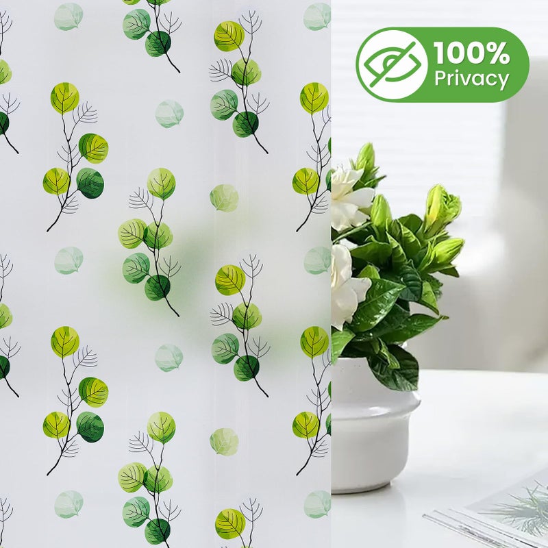 DKTIE Eucalyptus Leaves Stained Glass Window Film with Installation Tools, INS Style Window Privacy Film Decorative, Nordic Style for Home Decor (S541, 17.7'' x 78.7'') - Image 2