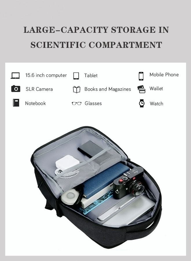 MIXDE حقيبة ظهر مدرسية أكسفورد قابلة للتوسيع ومقاومة للماء وقابلة للتنفس بسعة كبيرة مع منفذ USB للكمبيوتر المحمول مقاس 15.6 بوصة باللون الأسود النقي - Image 3
