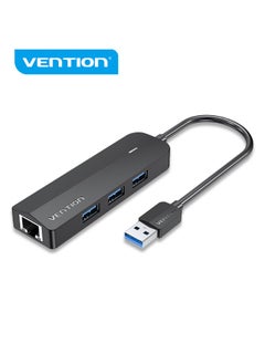 فينشن موزع USB 3.0 بثلاثة منافذ من VENTION مع محول جيجابت إيثرنت 0.15 متر أسود، رقم الموديل CHNBB  - Image 3