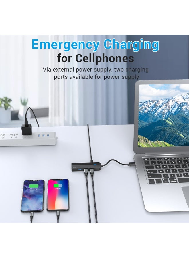 فينشن - موزع USB 3.0 بثلاثة منافذ من VENTION مع محول جيجابت إيثرنت 0.15 متر أسود، رقم الموديل CHNBB - Image 1