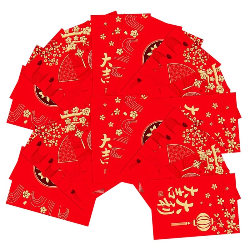 36pcs Chinese Red Envelopes Foil Stamped Luck Money Bags For Lunar New Year Celebration - Image 2
