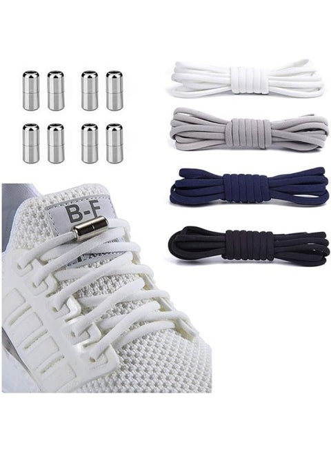 4 Pairs No Tie Shoe Laces Tieless Elastic Shoe Laces with Shoelaces Lock Connector, No Tie Shoelaces for Adults and Kids Sneakers - Sports Leisure, Mountaineering, Basketball,And More