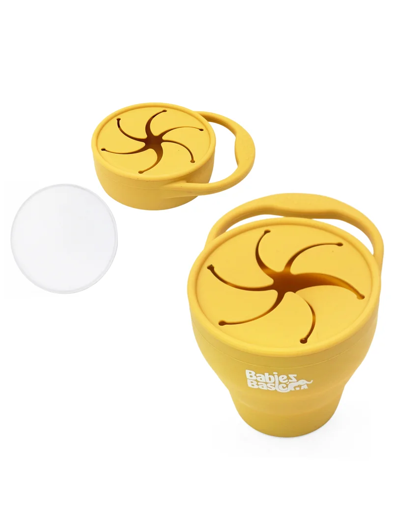 Babies Basic Babies Basic Collapsable Silicone Snack Cup/Box for Kids, Yellow