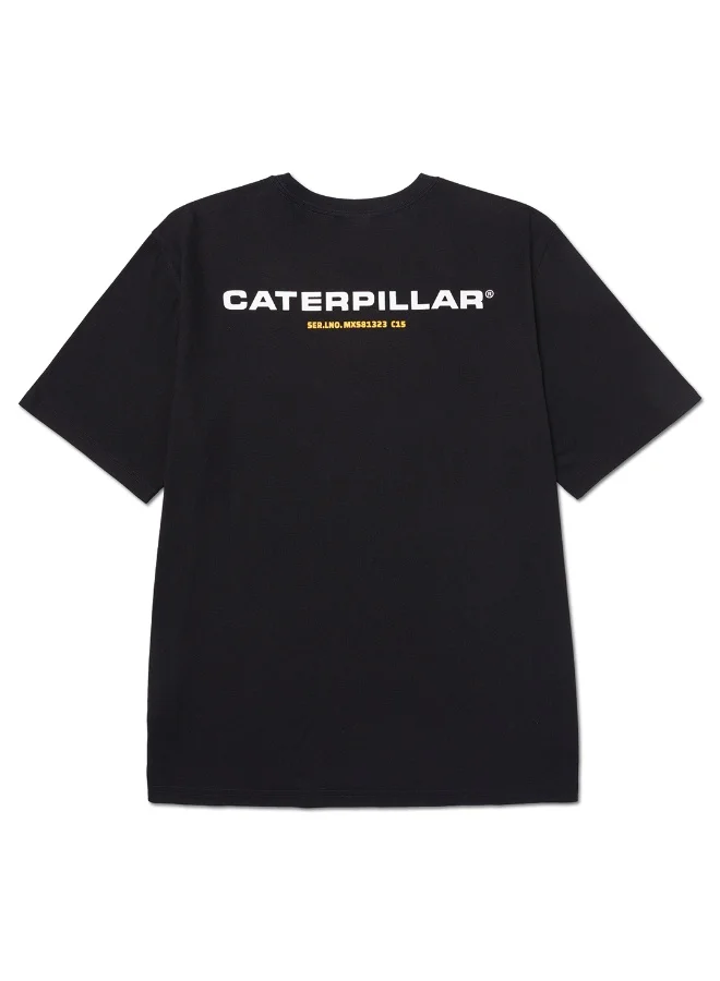 Caterpillar CAT Men’s 1967 Graphic Tee – 60% Cotton 40% Recycled Polyester – Soft Jersey – Chest & Back Print – Pitch Black