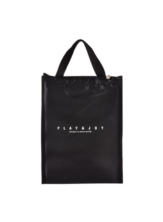 NIBEMINENT Striped Portable Thermal Lunch Bag Black 24x17x35centimeter - Image 1