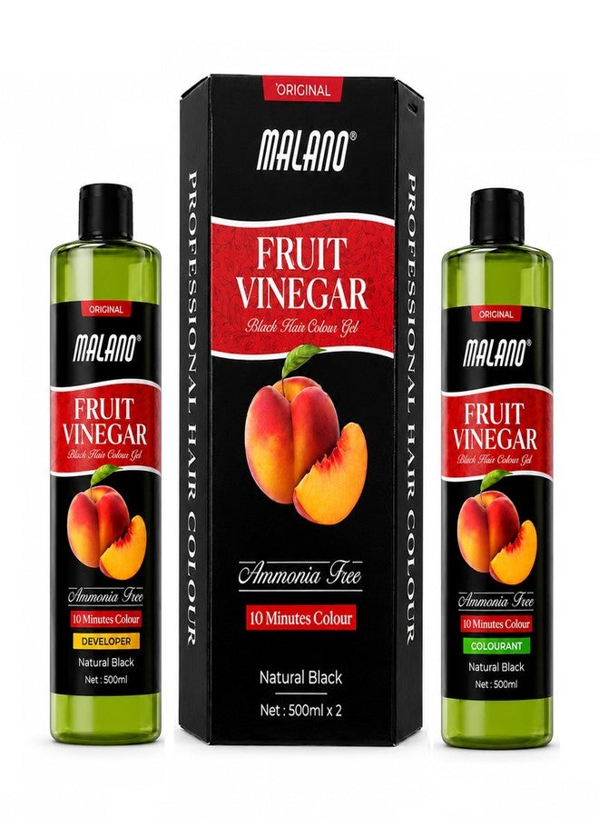 Malano Apple Fruit Vinegar Hair Color Shampoo for Men & Women | Long Lasting Ammonia Free Grey Hair Coverage_ Natural Black Colour Hair Dye (500MLx2) - Image 1
