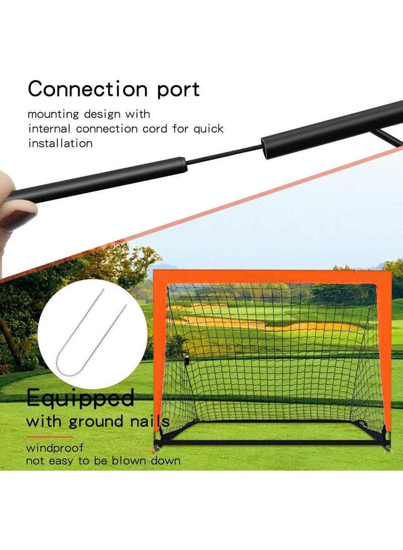 كيو 1 حزمة 120 سم × 90 سم حجم أهداف كرة القدم للأطفال المحمولة للفناء الخلفي ، أهداف كرة القدم المنبثقة في الأماكن الداخلية والخارجية ، البرتقالي - Image 4
