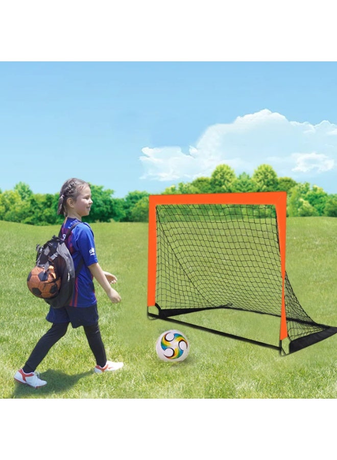 كيو 1 حزمة 120 سم × 90 سم حجم أهداف كرة القدم للأطفال المحمولة للفناء الخلفي ، أهداف كرة القدم المنبثقة في الأماكن الداخلية والخارجية ، البرتقالي - Image 5
