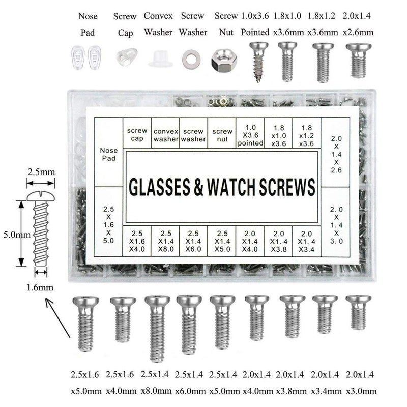 DIY Crafts DIY Crafts Design No # 2, Repair Kit, Sunglasses Eyeglasses Repair Kit, 1100Pcs Tiny Screws 5 Pairs Nose Pads+Micro Screwdriver Tweezer for Wa (Design No # 2, Repair Kit)  - Image 2