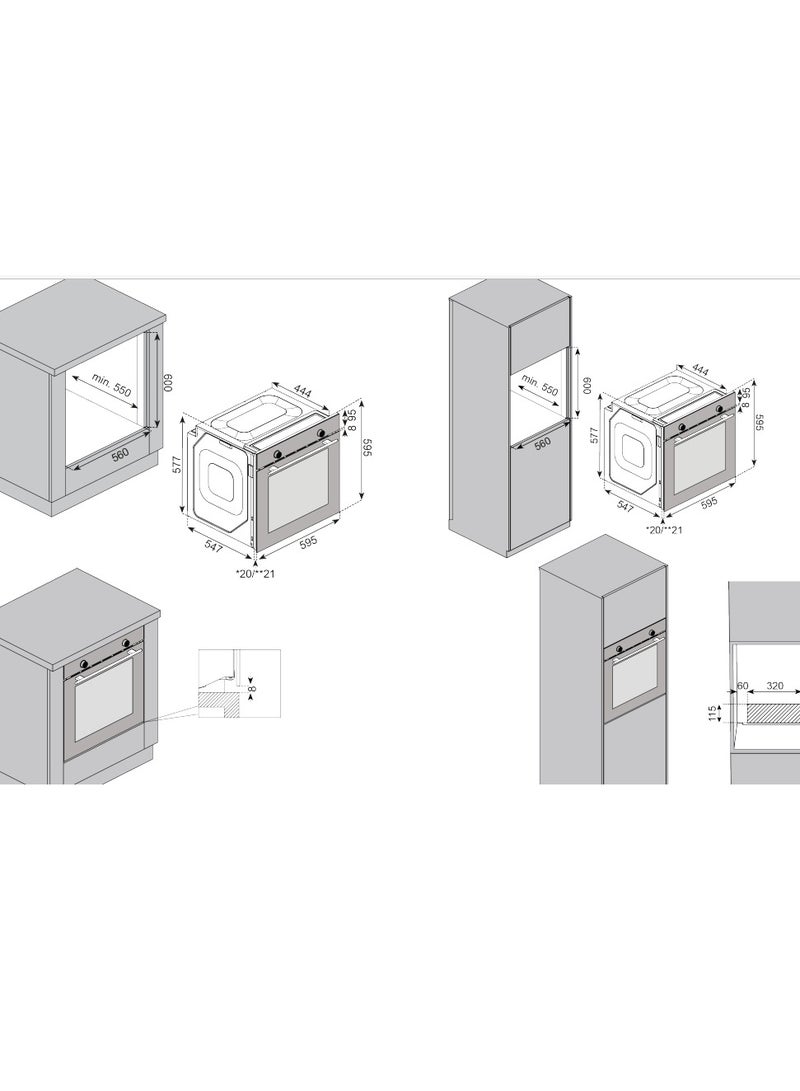 GL General General GL Built-In Electric Oven, 7 Programs, 72 Lt, 60x60 cm, Power Timer, Cooling Fan, Digital Screen, Up& Down heating - Image 4