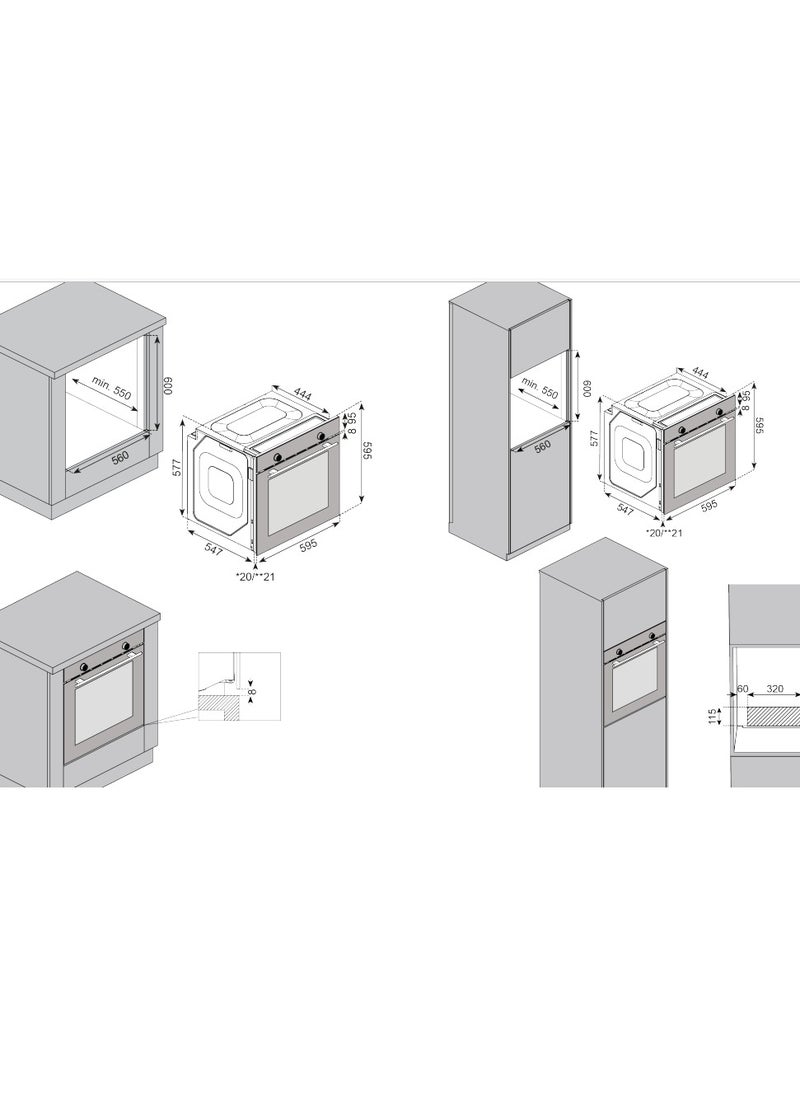 GL General General GL Built-In Electric Oven, 7 Programs, 72 Lt, 60x60 cm, Power Timer, Cooling Fan, Digital Screen, Up& Down heating  - Image 3