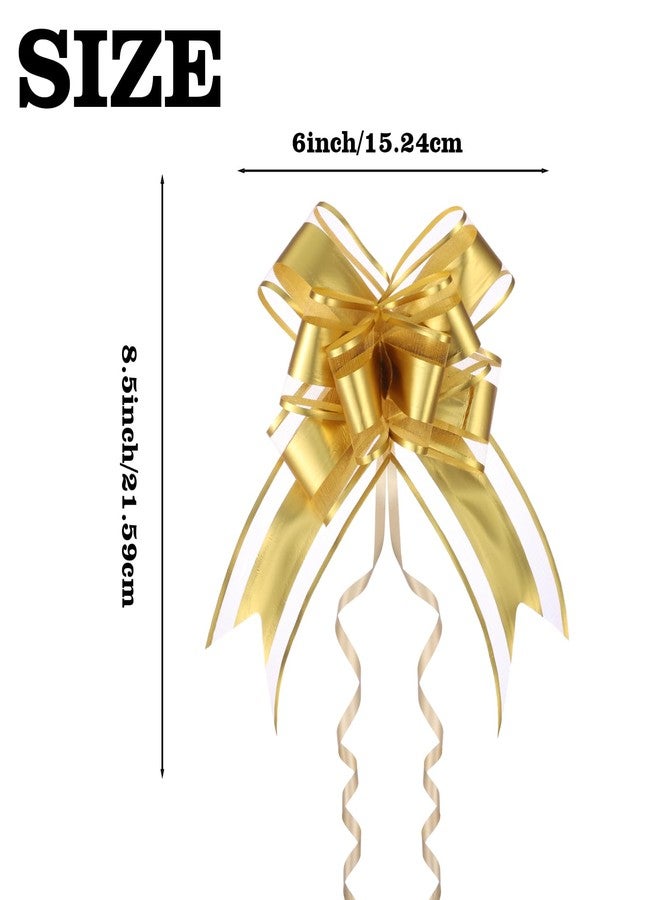 FORBINBO 20 PCS Large Gold Gift Bows, 6 inches Pull Bows for Gift Wrapping, Wedding, Christmas, Birthday，Valentine's Day, Presents, Flower Basket,Easter - Image 2