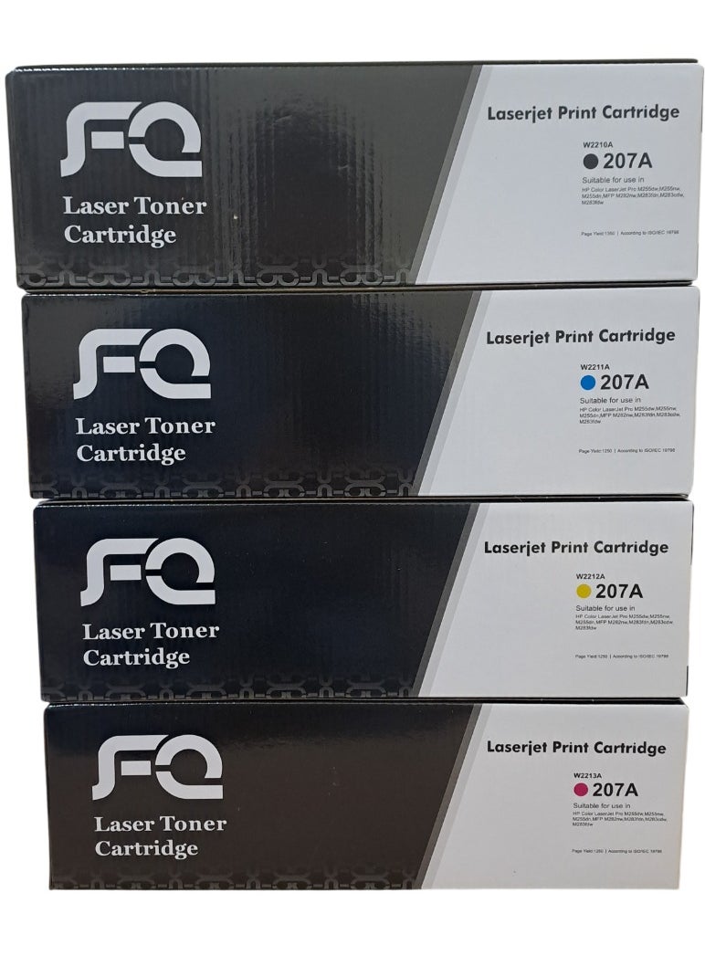 FQ 207A High yeild Toner Cartridge Compatible for HP W2210A W2211A W2212A W2213A Toner, Work for Color Pro M255dw M255nw MFP M282nw M283 Series Printers, 1 Set (with Chip)  - Image 2