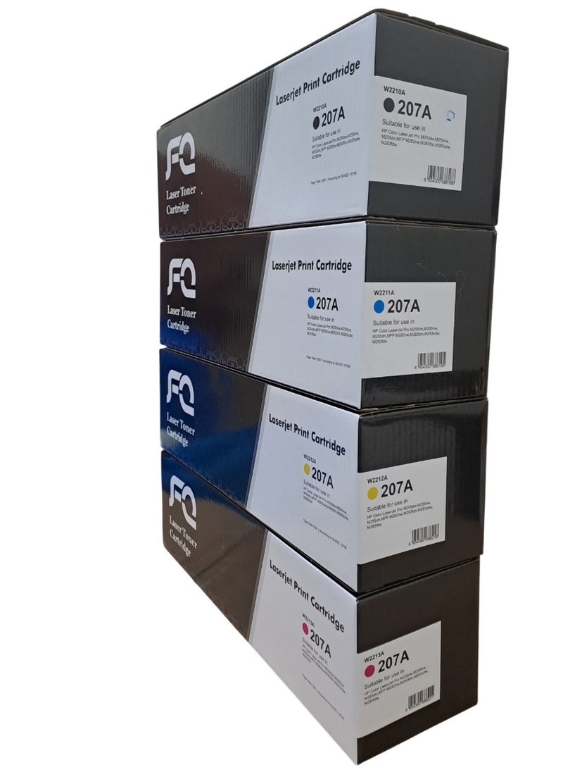 FQ 207A High yeild Toner Cartridge Compatible for HP W2210A W2211A W2212A W2213A Toner, Work for Color Pro M255dw M255nw MFP M282nw M283 Series Printers, 1 Set (with Chip)  - Image 1