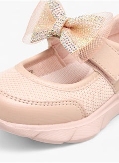 Barefeet Girls Embellished Bow Sneakers With Hook And Loop Closure  - Image 4