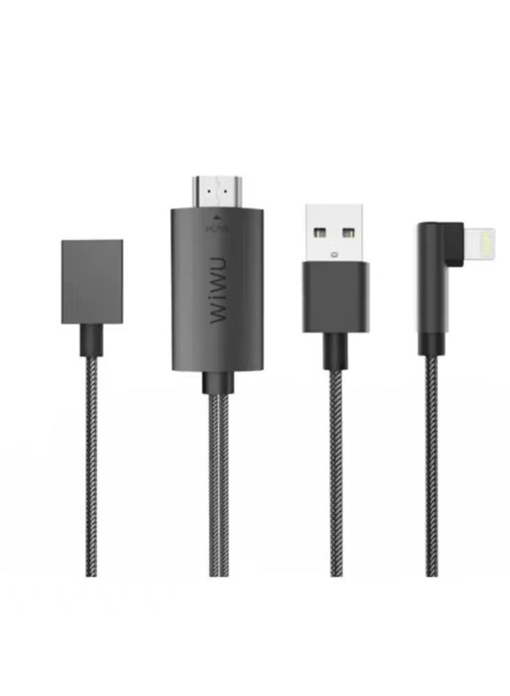 Lightning HDTV Adapter / iPhone Lightning Adapter / Phone Screen Mirroring Adapter / Charging and Display Adapter / Plug-and-Play Lightning Adapter - Black - Image 2