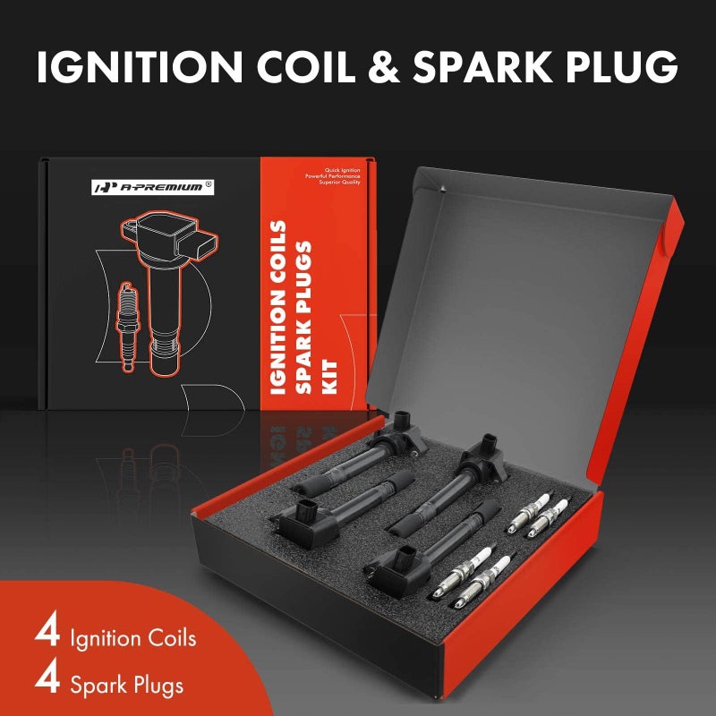 A-Premium Set of 4 Ignition Coil Pack and Iridium Spark Plugs Compatible with Honda Civic 2006-2011 L4 1.8L - Image 2