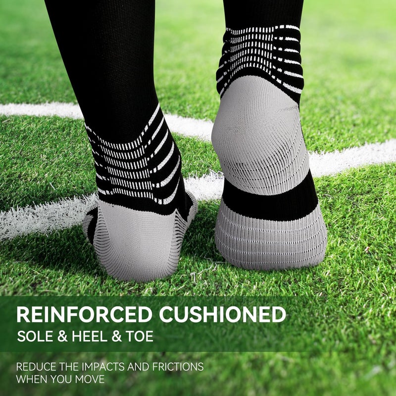 IRAMY Compressive Soccer Socks Youth Men Ankle Compression Support Coolmax Wicking Football Socks Boys Anti-Slip Black Baseball Softball Women Girls 3 Packs - Image 5
