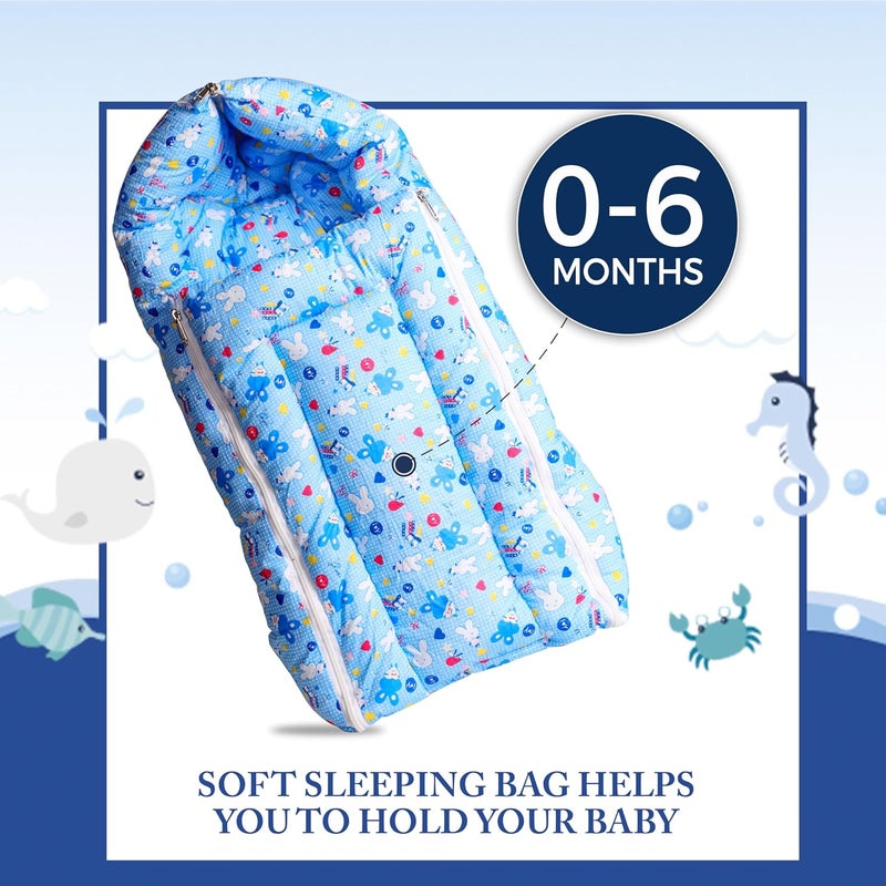 Steelbird Steelbird KoKo Combo of Baby Sleeping Bag with Bed Set 2 Pcs Bedding Set for Baby 06 Months Blue - Image 5