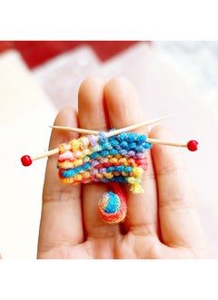 1:12 Dollhouse Dollhouse Miniature Mini Artificial Wool Props Diy Accessories Knitted Sweater Wool Ball-Color:One Red And Blue Gradient Color (needle Length 4cm )