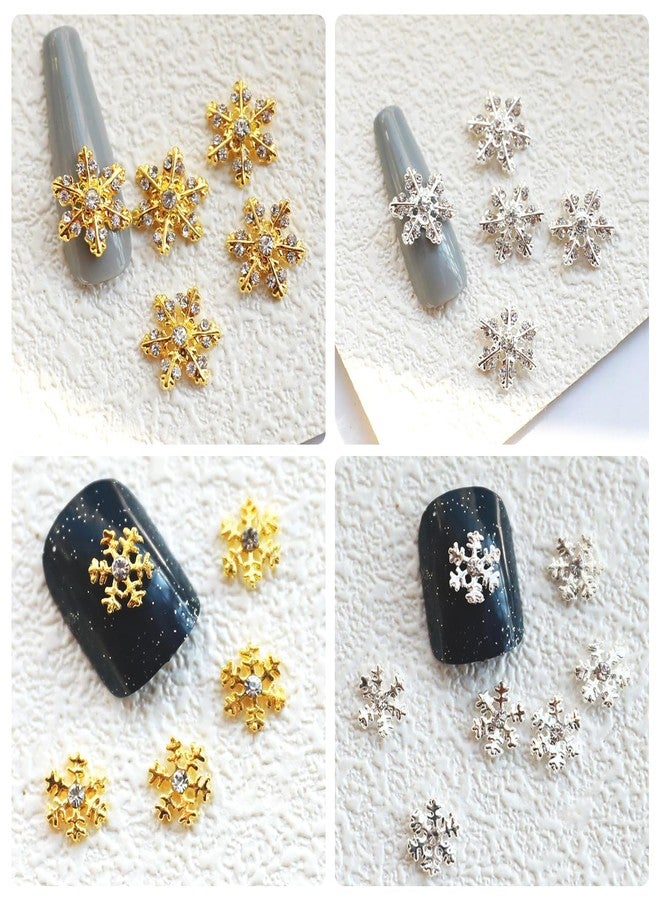 DANNEASY 40pcs 3D Snowflake Nail Charms for Christmas Gold & Silver Winter Nail Jewels Rhinestones Gem 3D Charms for Nails Metal Studs Nail Art Decorations for Manicure Design - Image 2