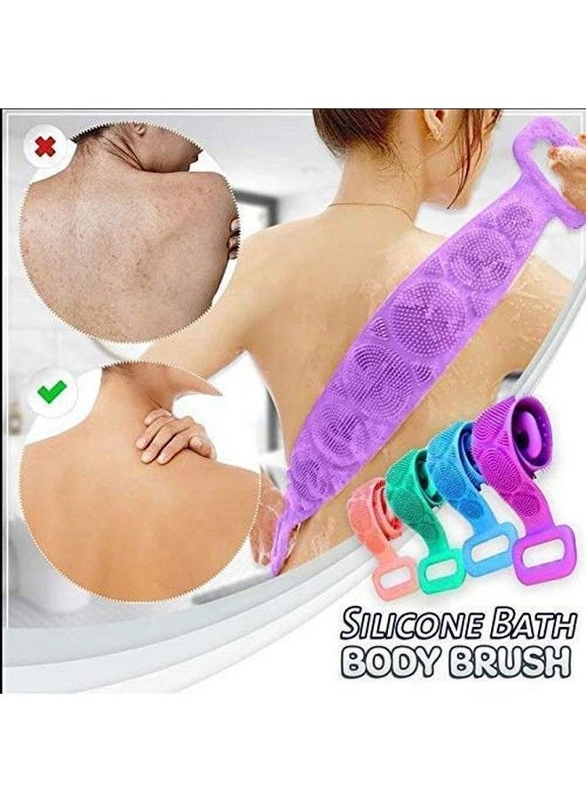 Afflatus - Silicone Back Scrubber Bath Brush Washer For Dead Skin Removal Mens Womens Double Side Brush Belt For Shower Exfoliating Belt Easy To Clean Lathers Well (Multicolor) (Body Scrubber) (Belt) - Image 1