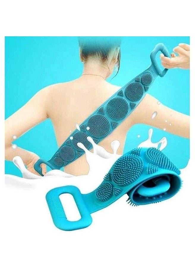 Afflatus - Silicone Back Scrubber Bath Brush Washer For Dead Skin Removal Mens Womens Double Side Brush Belt For Shower Exfoliating Belt Easy To Clean Lathers Well (Multicolor) (Body Scrubber) (Belt) - Image 1