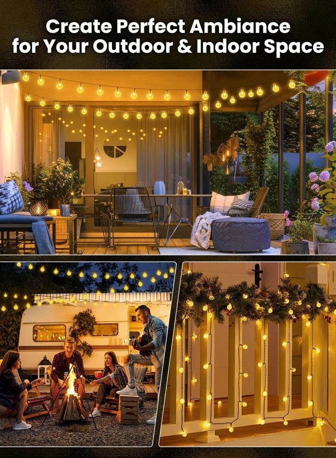 Brightown أضواء شريطية شمسية خارجية مقاومة للماء، عبوة 2 تحتوي على 60 LED بطول 36.5 قدم لكل منها، أضواء فناء تعمل بالطاقة الشمسية مع 8 أوضاع إضاءة لتزيين الحديقة والفناء وحفلات الزفاف (أبيض دافئ) - Image 5