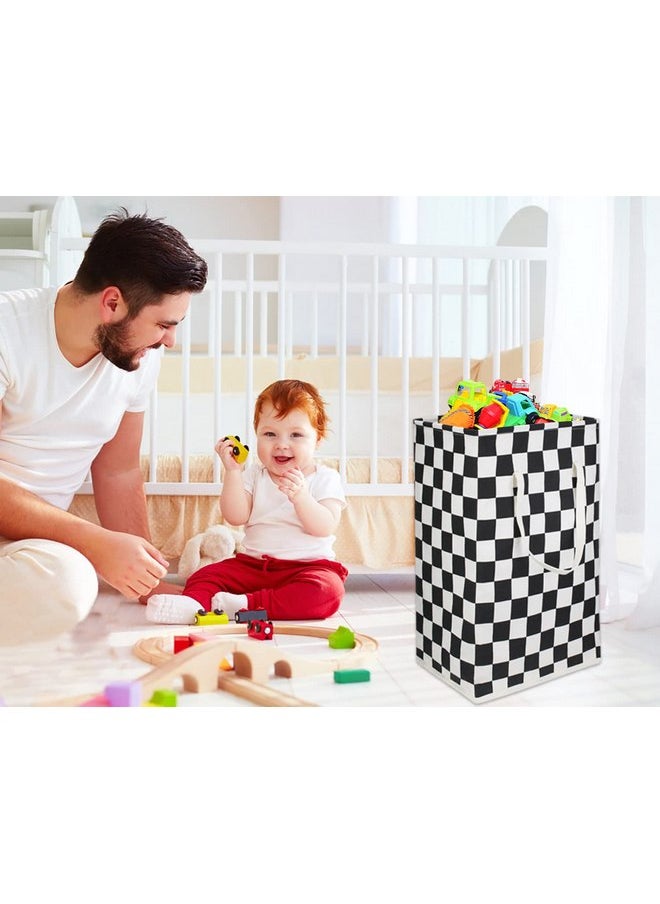 HIYAGON HIYAGON 75L Freestanding Laundry Basket,Large Collapsible Tall Clothes Hamper with Handles,Waterproof Toy Storage Bin for Boys and Girls,Baby Nursery(Racing flag)  - Image 1