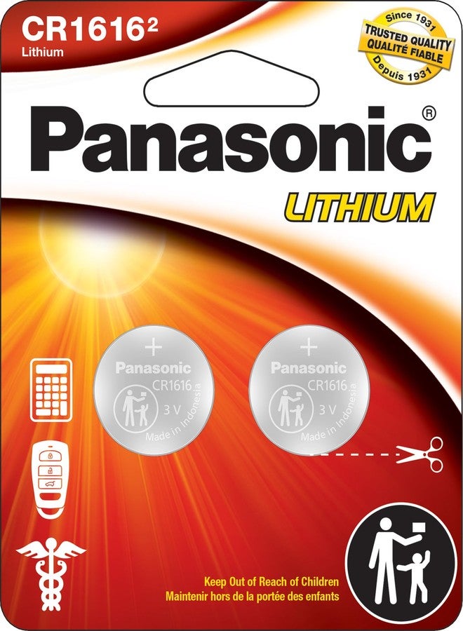 Panasonic CR1616 3.0 Volt Long Lasting Lithium Coin Cell Batteries in Child Resistant, Standards Based Packaging, 2-Battery Pack - Image 1