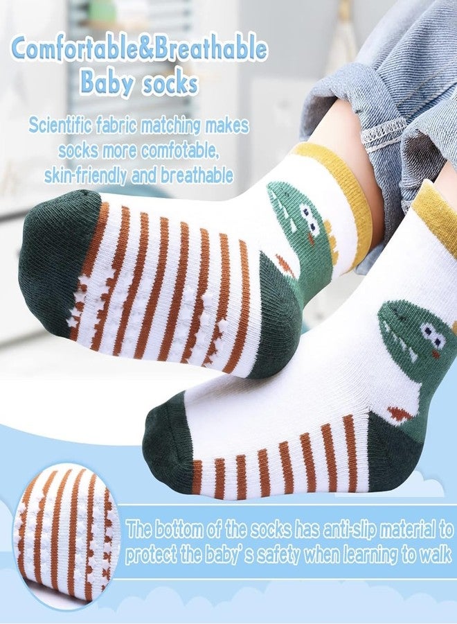 Freshfoot Baby Boys Organic Cotton Ankle Length Anti Slip Socks For Baby With Grip 0-36 Months-Cartoon, Multicolored - Image 3
