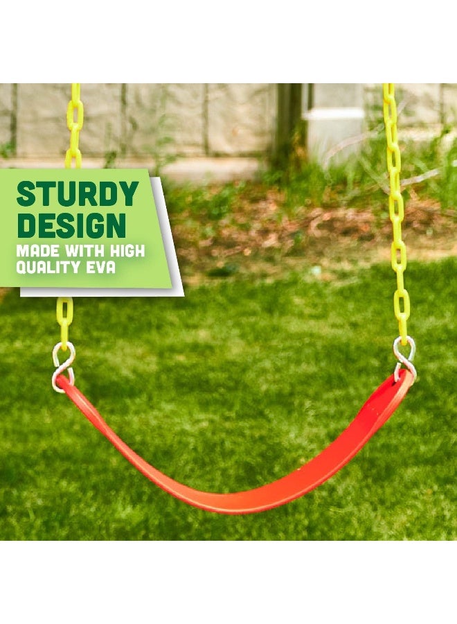 Squirrel Products Combo - High Back Full Bucket Swing (Triangle and Chain Dip) and Heavy-Duty Swing Seat with Carabiners- Red - Image 3