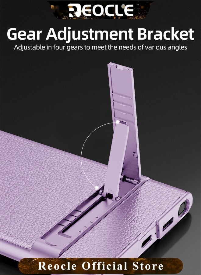 REOCLE Samsung Galaxy S23 Serious Case with Kickstand Ultra-thin Plain Leather Anti-fall Mobile Phone Case for Galaxy S23 Series - Image 5