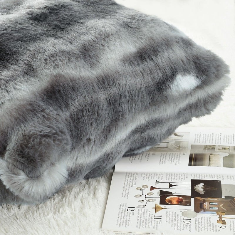 MADIZZ Pack of 2 Thick Plush Wool Throw Pillow Covers 20x20 Inch Dark Grey Soft Neutral Decorative Throw Pillows Accent Boho Cushion Covers for Couch Sofa Bedroom Pillow Shell - Image 3