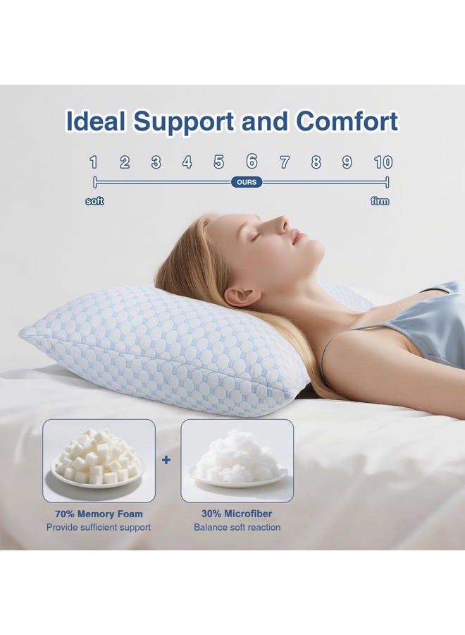 Favocama Cooling Pillow for Sleeping, Shredded Memory Foam Pillows King Size Set of 2, Double Sided Cooling Bed Pillows for Hot Sleepers, Side Back and Stomach Sleepers - Image 3