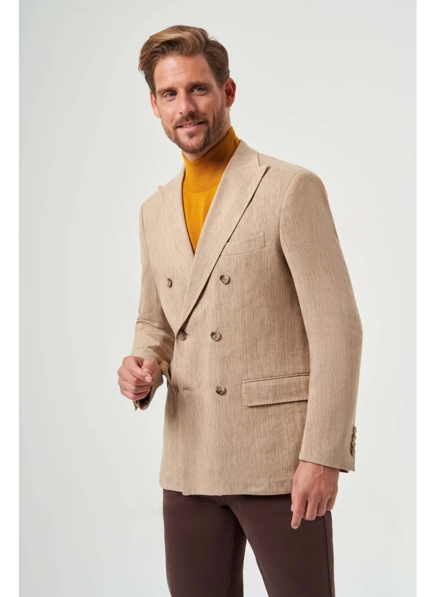 Bisse Men's 6 Drop Double Breasted Jacket Camel PCK22Y22125_D20