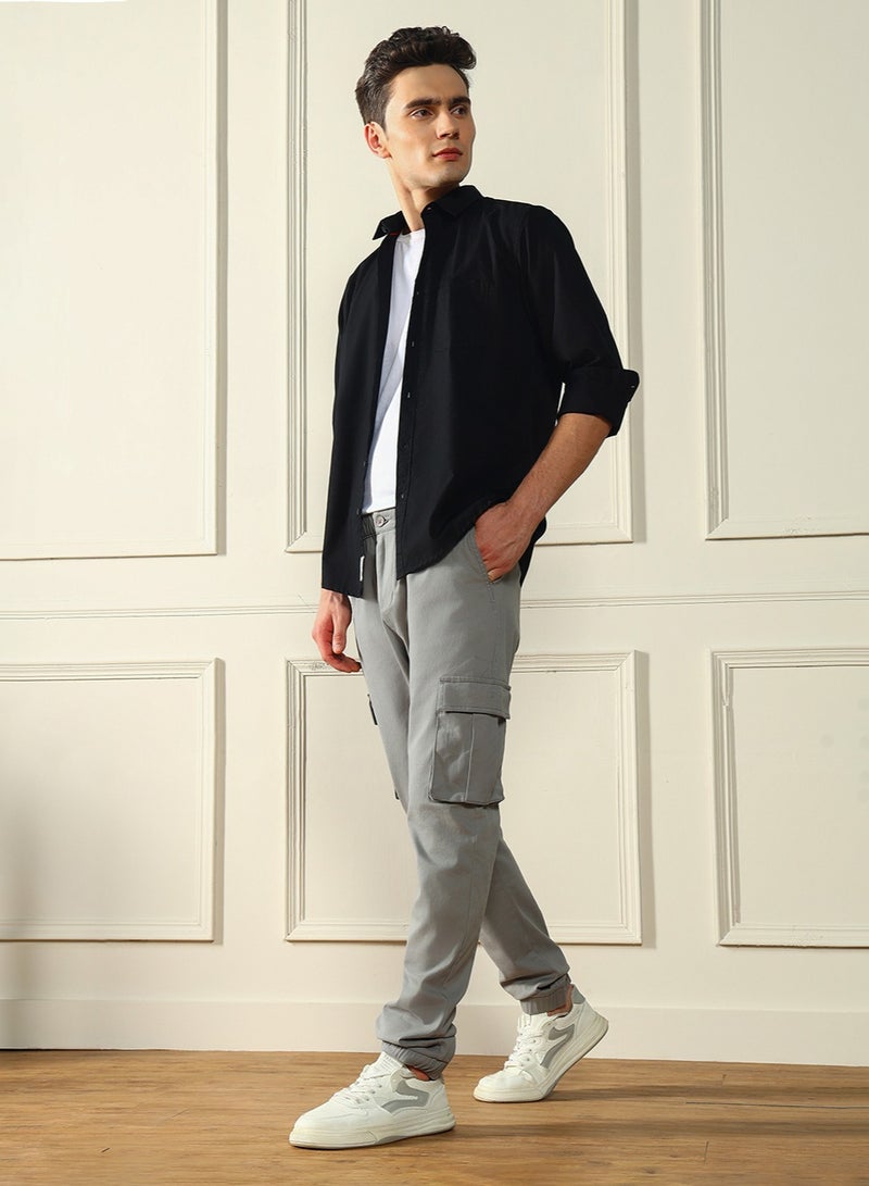 دينيس لينغو بنطلون كاجوال رجالي رمادي فاتح بقصة ضيقة - Image 1